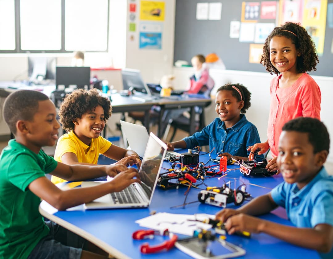 Student participating in online class